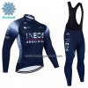 Set Fietsshirt Lange Mouw + Lange Koersbroek 2022 INEOS Grenadiers Winter Thermal Fleece Donkerblauw